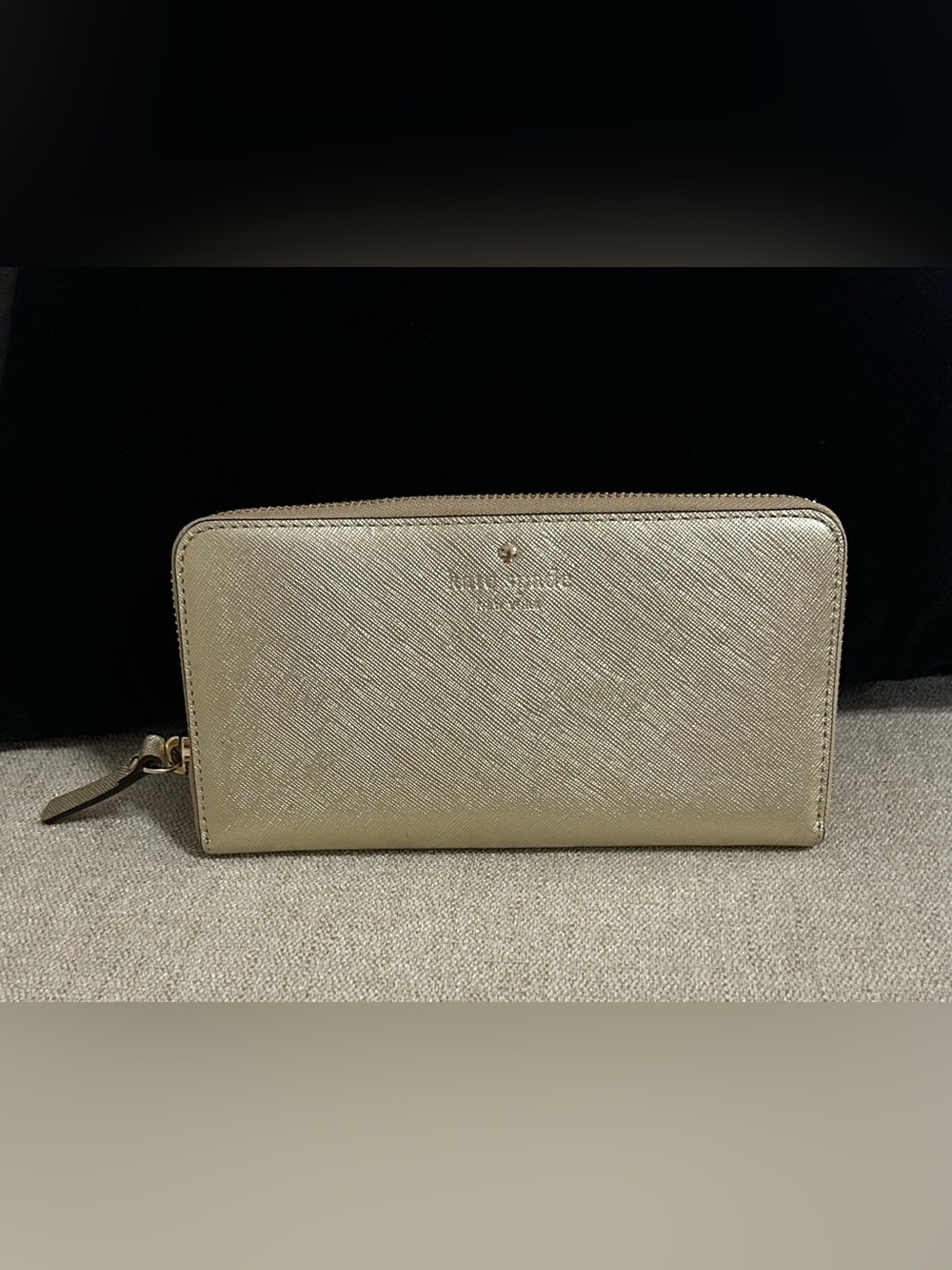 Kate Spade Metallic Gold Zip-Around Continental Wallet